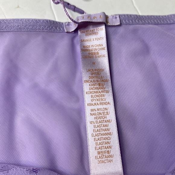 New Savage X Fenty lilac purple leopard lace cheeky with mesh size 1X - Picture 4 of 5